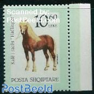 Albania 1992 Horses 1v, Green Cadre, Mint NH, Nature - Various - Horses - Errors, Misprints, Plate Flaws - Oddities On Stamps