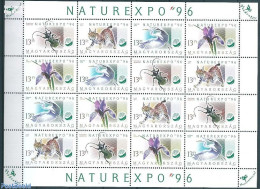 Hungary 1996 NATUREXPO M/s, Mint NH, Nature - Animals (others & Mixed) - Birds - Cat Family - Flowers & Plants - Insects - Neufs