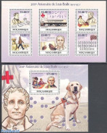 Mozambique 2009 Louis Braille 2 S/s, Mint NH, Health - Nature - Disabled Persons - Red Cross - Dogs - Handicaps