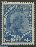 Liechtenstein 1912 25H, Cobaltblue, Stamp Out Of Set, Unused (hinged) - Ongebruikt