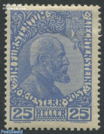 Liechtenstein 1912 25H, Ultramarin, Stamp Out Of Set, Unused (hinged) - Ongebruikt