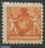 Liechtenstein 1921 3Rp, Perf. 9.5, Stamp Out Of Set, Mint NH - Ongebruikt