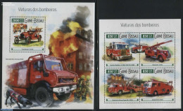 Guinea Bissau 2015 Fire Engines 2 S/s, Mint NH, Nature - Transport - Dogs - Automobiles - Fire Fighters & Prevention - Autos