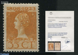 Netherlands 1923 Silver Jubilee 35c, Perf. 11. Very Rare Stamp With NVPH Certificate, Very Light Tiny Folding In Left,.. - Ungebraucht