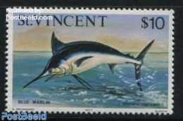 Saint Vincent 1977 $10, With Year 1977, Stamp Out Of Set, Mint NH, Nature - Fish - Fische