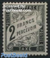 France 1881 2F, Postage Due, Without Gum, Stamp Out Of Set, Unused (hinged) - 1859-1959 Postfris