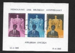 1959 The 150th Anniversary Of The Birth Of Abraham Lincoln, 1909-1972. BF Used - Ghana (1957-...)