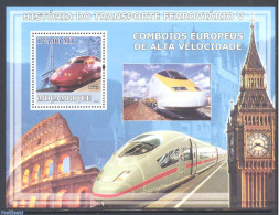 Mozambique 2009 Railways V S/s, Thalys, Mint NH, Transport - Railways - Trains