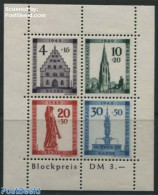 Germany, French Zone 1949 Freiburg Cathedral S/s, Plate Flaw: Red Dot Left Of Angel Statue, Mint NH, Religion - Church.. - Churches & Cathedrals