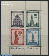Germany, French Zone 1949 Freiburg Cathedral S/s, Plate Flaw: FreibOrg On 30pf, Mint NH, Religion - Churches, Temples,.. - Kirchen U. Kathedralen