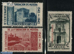 Mexico 1942 Merida 3v (only Airmails), Mint NH - Mexico