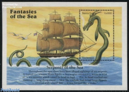 Sierra Leone 1996 Serpents Of The Sea S/s, Mint NH, Transport - Ships And Boats - Fairytales - Schiffe