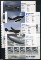 Netherlands - Personal Stamps TNT/PNL 2015 Aviation History 4 M/s, Mint NH, Transport - Aircraft & Aviation - Zeppelins - Airplanes