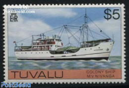 Tuvalu 1976 $5, With WM, Stamp Out Of Set, Mint NH, Transport - Ships And Boats - Bateaux