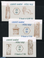 Czech Republic 1999 Folk Art, Bees 3 Booklets, Mint NH, Stamp Booklets - Altri & Non Classificati