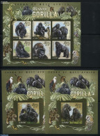 Sierra Leone 2015 Western Gorilla 3 S/s, Mint NH, Nature - Animals (others & Mixed) - Birds - Birds Of Prey - Butterfl.. - Vor- U. Frühgeschichte