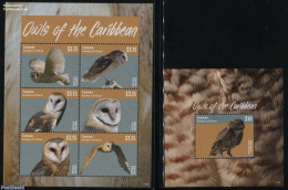 Saint Vincent & The Grenadines 2014 Canouan, Owls 2 S/s, Mint NH, Nature - Birds - Birds Of Prey - Owls - St.-Vincent En De Grenadines