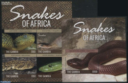 Gambia 2015 Snakes 2 S/s, Mint NH, Nature - Reptiles - Snakes - Gambie (...-1964)
