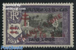 French India 1942 2fA 9cA ON 6fA 6CA, Stamp Out Of Set, Mint NH - Nuovi