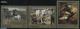 Romania 2015 Horses In Paintings 3v, Mint NH, Nature - Horses - Art - Paintings - Unused Stamps