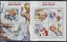 Sierra Leone 2015 John Paul II 2 S/s, Mint NH, Nature - Religion - Birds - Pope - Religion - Popes