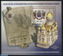 Romania 2015 Stamp Day, Orthodox Church S/s, Mint NH, History - Religion - Coat Of Arms - Churches, Temples, Mosques, .. - Nuovi