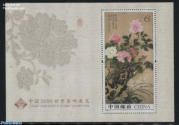 China People’s Republic 2009 World Stamp Expo, Flowers S/s On Silk, Mint NH, Nature - Various - Flowers & Plants - O.. - Nuovi