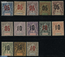 Gabon 1912 Overprints 13v, Unused (hinged) - Ongebruikt