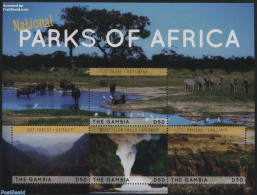 Gambia 2014 National Parks Of Africa 4v M/s, Mint NH, Nature - Animals (others & Mixed) - Giraffe - National Parks - W.. - Natuur