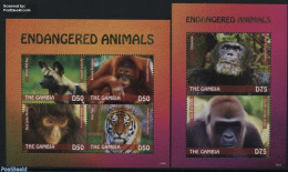Gambia 2014 Endangered Animals 2 S/s, Mint NH, Nature - Animals (others & Mixed) - Cat Family - Dogs - Monkeys - Gambie (...-1964)