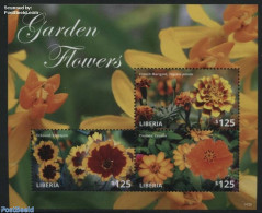 Liberia 2014 Garden Flowers 3v M/s, Mint NH, Nature - Flowers & Plants - Autres & Non Classés