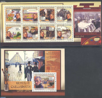 Guinea, Republic 2009 Gustave Caillebotte 2 S/s, Mint NH, Nature - Sport - Transport - Fruit - Kayaks & Rowing - Ships.. - Obst & Früchte