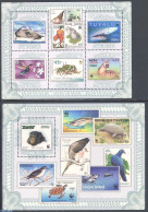 Guinea Bissau 2009 Stamp On Stamp, WWF 2 S/s, Mint NH, Nature - Animals (others & Mixed) - Birds - Fish - Monkeys - Se.. - Fische