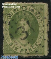 Australia, Queensland 1860 6p Green, Used, Used Stamps - Autres & Non Classés