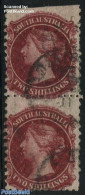 Australia, South Australia 1867 2Sh, Used Pair, Upper Stamp Cut On Top, Used Stamps - Autres & Non Classés