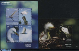 Saint Vincent 2015 Great Egret 2 S/s, Mint NH, Nature - Birds - St.Vincent (1979-...)
