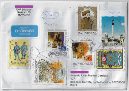 Hungary 2024 Priority Cover Sent From To Balneário Gaivota Brazil 13 Commemorative Stamp - Briefe U. Dokumente