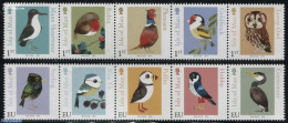 Isle Of Man 2016 Matt Sewells Birds 10v (2x[::::]), Mint NH, Nature - Birds - Owls - Puffins - Man (Eiland)