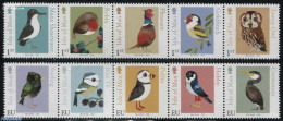 Isle Of Man 2016 Matt Sewells Birds 10v (2x[::::]), Mint NH, Nature - Birds - Owls - Puffins - Isola Di Man