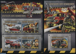 Guinea Bissau 2016 Fire Vehicles 2 S/s, Mint NH, Transport - Automobiles - Fire Fighters & Prevention - Motorcycles - .. - Auto's