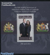 Gibraltar 2016 5th Wedding Anniversary William & Kate S/s, Mint NH, History - Kings & Queens (Royalty) - Royalties, Royals