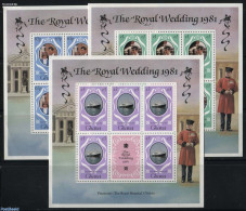 Ghana 1981 Charles & Diana Wedding 3 M/s, Mint NH, History - Transport - Charles & Diana - Kings & Queens (Royalty) - .. - Royalties, Royals