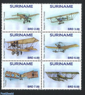 Suriname, Republic 2016 Old Airplanes 6v [++], Mint NH, Transport - Aircraft & Aviation - Vliegtuigen