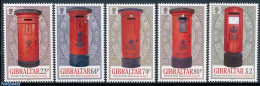 Gibraltar 2016 Gibraltar Pillar Boxes 5v, Mint NH, Mail Boxes - Post - Stamps On Stamps - Post
