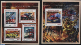 Niger 2016 Fire Engines 2 S/s, Mint NH, Transport - Automobiles - Fire Fighters & Prevention - Coches