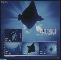 Palau 2016 Manta Ray & Devil Ray 4v M/s, Mint NH, Nature - Fish - Poissons