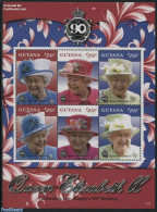 Guyana 2016 Queen Elizabeth 90th Birthday 6v M/s, Mint NH, History - Kings & Queens (Royalty) - Familles Royales
