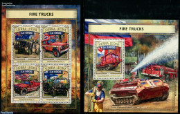 Sierra Leone 2016 Fire Trucks 2 S/s, Mint NH, History - Transport - Flags - Automobiles - Fire Fighters & Prevention - Auto's