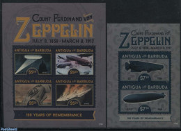 Antigua & Barbuda 2017 Zeppelin 2 S/s, Mint NH, History - Transport - Aircraft & Aviation - Zeppelins - World War I - Vliegtuigen