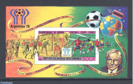 Comoros 1977 Football Winners S/s Imperforated, Black Overprint, Mint NH, Sport - Football - Comoros